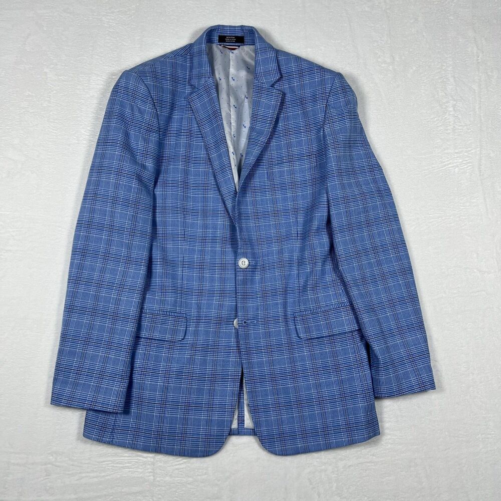 Tommy Hilfiger Boys 18 Blue Plaid Blazer Sport Coat 2 Button Glen Check Lined